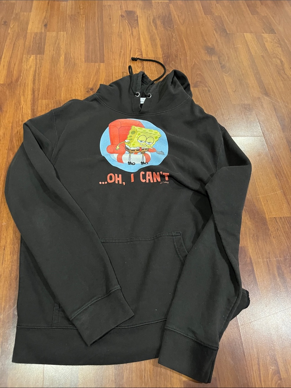 Black SpongeBob Graphic Crewneck Hoodie - Comfortable Casual Pullover
